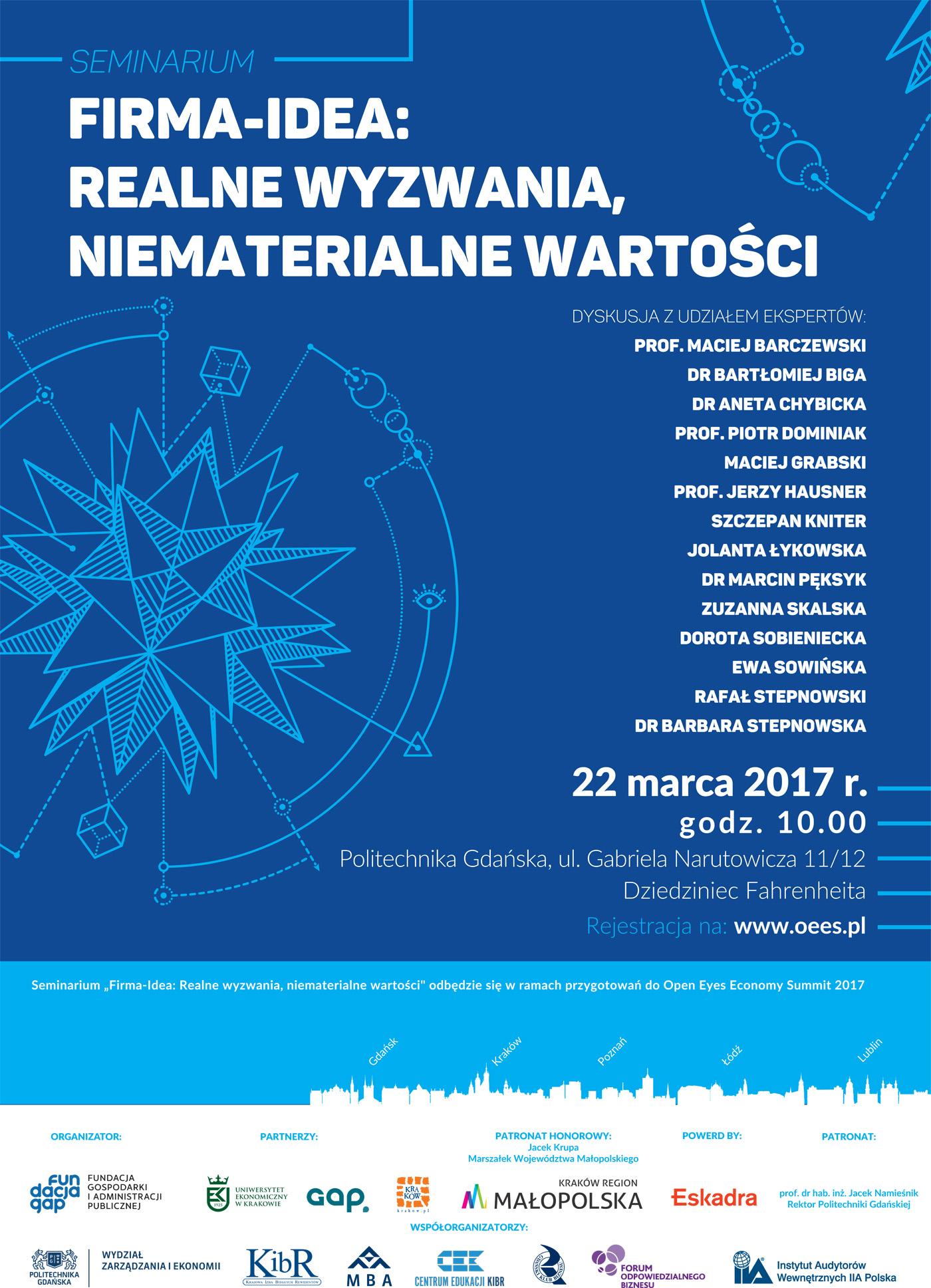 Seminarium Firma - Idea: </br> realne wyzwania, </br>niematerialne wartości